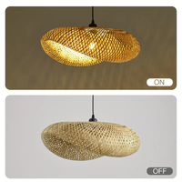 Lampe suspendue ovale en bambou pour la décoration du plafond de la maison, éclairage de salle à manger et de chambre à coucher