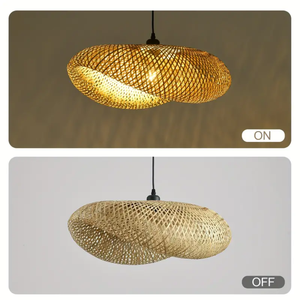 Bamboo Oval Pendant Lamp for Home Ceiling Decoration <b>Dining</b> Room and Bedroom <b>Lighting</b> - Product Image 2