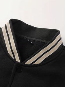 Veste de sport de haute qualité 100% coton pour hommes, noire et beige, avec logo brodé, coupe régulière, fournisseur OEM - Product Image 2