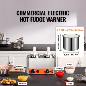 Scaldacaramelle Elettrico Commerciale con Doppia Pompa in Plastica da 2,3x2 Qt e Regolazione della Temperatura - Product Image 2