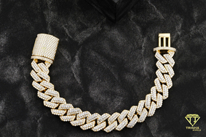 Exclusiva Pulsera Cubana Completamente Adornada con Moissanita y Acabado en Oro Amarillo, Joyería de Lujo para Hombres y Mujeres - Product Image 2
