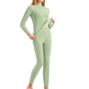 Vente en gros de sous-vêtements thermiques longs pour femmes, confortables, à col rond, à manches longues, en coton, pour dames - Product Image 1