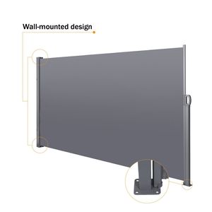Auvent latéral rétractable résistant aux UV et imperméable pour la terrasse, la cour, le balcon, en gris foncé, 118,1 pouces de large - Product Image 4