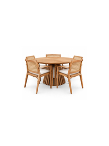 Modern Solid Wood Armchair with Cane Backrest and White Cushion Scandinavian Style Accent <b>Chair</b> for Home Living <b>Room</b> Furniture - Product Image 3