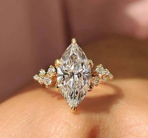 Luxury marquise cut <b>diamond</b> <b>ring</b> with round side <b>diamonds</b> elegant engagement bridal anniversary fine jewelry collection design - Product Image 5