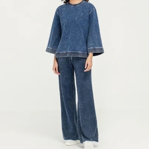 Jeans en denim |   Nouveau pantalon en jean rétro style américain pour hommes et femmes, coupe décontractée ample et droite, jambe large, effet délavé automne - Product Image 1