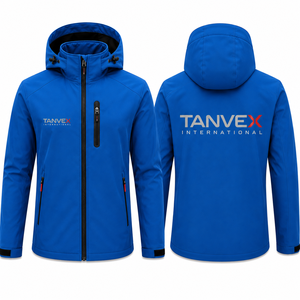 Veste Softshell imperméable TANVEX pour homme, bleue, éco-responsable, style streetwear, fermeture éclair, col montant, décontractée, pour l'hiver et les activités de plein air - Product Image 1
