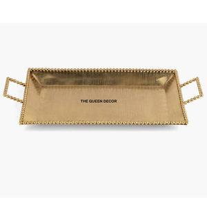 Plateau de service décoratif de qualité supérieure, taille et forme personnalisées, fabricant en gros, plateau avec poignées design blanc et or - Product Image 4