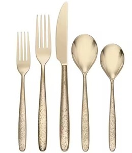 ชุดช้อนส้อมทองเหลืองหรูหรา สง่างาม สำหรับรับประทานอาหาร ชุดอุปกรณ์บนโต๊ะอาหารที่มีสไตล์ เหมาะสำหรับงานแต่งงาน - Product Image 2