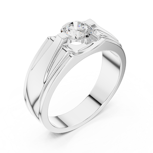 Anillo de compromiso Art Deco con diamante moissanita de corte redondo, piedra central chapada en oro amarillo, acero inoxidable, joyería fina, regalo - Product Image 4