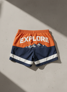 Streetwear Style Windbreaker Shorts Nylon/Cotton Fabric Men Water-Resistant Slim Fit <b>Knee</b> Length Elastic Waist Shorts - Product Image 2