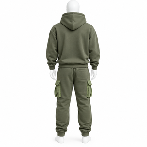 Ensemble survêtement décontracté en coton 100% avec broderie logo de haute qualité, sweat à capuche oversize et pantalon de jogging, tenue streetwear longue pour homme, en promotion - Product Image 4