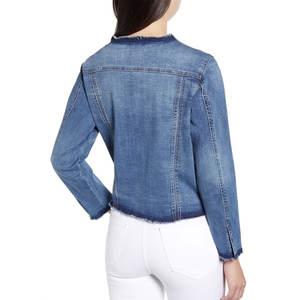 Chaqueta vaquera de mezclilla para mujer OEM, estilo gótico, lavada, con cinturón, informal, para otoño, con botones, corte regular. - Product Image 2