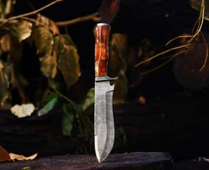 มีดโบวี่เหล็กดามัสกัสทำมือรุ่นใหม่ล่าสุด ขนาด 13 นิ้ว ใบมีดคงที่ สำหรับล่าสัตว์กลางแจ้ง ด้ามจับทำจากกระดูก ใช้ได้ทั้งในครัวและนอกครัว - Product Image 1