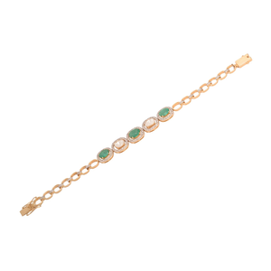 Pulsera de Diamantes Polki con Esmeraldas, Elegante Pulsera de Estilo Polki de Inspiración Tradicional con Detalles de Piedras de Color Verde Esmeralda Intenso - Product Image 4
