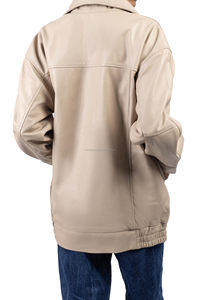 Chaqueta de piel de oveja auténtica para mujer, talla grande, diseño sólido, moda de otoño, con forro de lino. - Product Image 5
