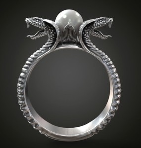 Bold Luxury 925 Sterling <b>Silver</b> Serpent Pearl <b>Ring</b> Gothic Wide Band <b>Men</b> Women Statement <b>Ring</b> - Product Image 2