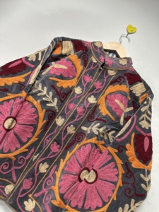 Maaunique Embroidered Handmade Eco-Friendly Breathable Floral Pattern <b>Velvet</b> Bomber <b>Jacket</b> <b>Women</b> O-Neck Full Autumn/Winter - Product Image 4