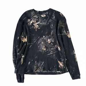 Custom <b>Camo</b> Waffle Knit Thermal Long Sleeve Crewneck Streetwear Casual Sublimation Tee OEM ODM Wholesale Fashion <b>Top</b> - Product Image 4