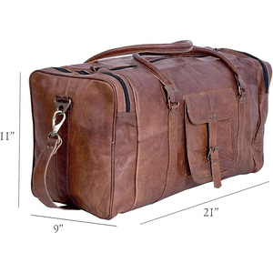 Leather Duffle <b>Bag</b> 15inch Weekender Zipper Closure Water Resistant Large Capacity Carry on Travel Gym <b>Overnight</b> Business Holdall - Product Image 3