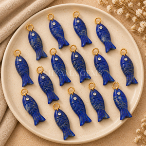 Pendentif en lapis-lazuli incrusté de poisson 25x8mm, composant de fabrication de bijoux en pierres précieuses, pendentif décoratif en forme de poisson, vente en gros - Product Image 5