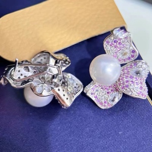 Women's S925 <b>Silver</b> Spoon <b>Earrings</b> High Heels Freshwater 7-11mm Round Strong Light Fine Flaws <b>Pearl</b> Crystal <b>Earrings</b> Wholesale - Product Image 2