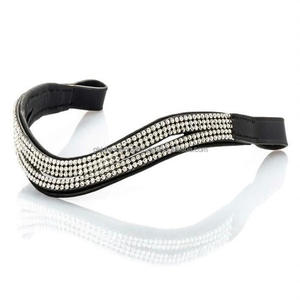 Banda de cejas de caballo de cuero de onda dividida de 5 filas de diseño personalizado nuevo de alta calidad con costuras de relleno suave y cristales brillantes Bling - Product Image 5