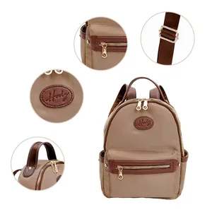 Mini sac à dos pour femme avec logo personnalisé, anti-éclaboussures, tendance, fermeture éclair, sangle, en microfibre et cuir synthétique - Product Image 4