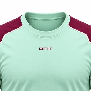 Camiseta Premium para Hombre con Hombros Caídos, Ropa Deportiva Personalizada, Camiseta Deportiva Verde Claro con Paneles en los Hombros Color Borgoña - Product Image 4