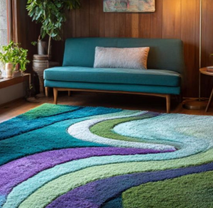 Tapis multicolore en laine tuftée à la main, de haute qualité, motif moderne, fait main, écologique, pour salon, chambre d'enfants, hôtels, bureau - Product Image 5