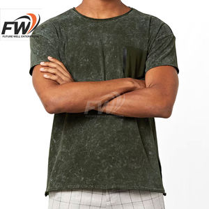 Camiseta de Alta Calidad con Lavado Ácido, Camiseta de Buena Calidad con Lavado Ácido, Ropa Casual, Camiseta Lisa con Lavado Ácido, Corte Ajustado para Hombre - Product Image 3