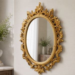 Antique Gold Oval Wall <b>Mirror</b> Ornate Baroque Scroll Frame Decorative Vintage <b>Mirror</b> for Bedroom Living Room Home Decor - Product Image 3