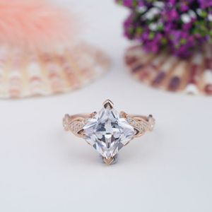 925 Sterling Silver Kite Cut Natural Lavender <b>Quartz</b> Jewelry Rose Gold Plating Natural Lavender <b>Quartz</b> <b>Ring</b> - Product Image 1
