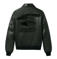 Veste bomber en cuir véritable noir de qualité supérieure pour homme Avirex, veste de style streetwear de luxe, veste varsity, fabricant OEM ODM en gros