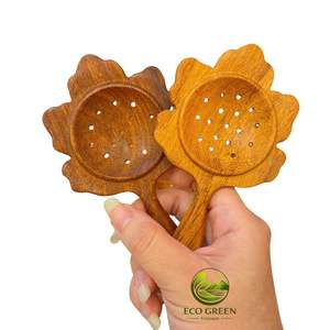 Cuillères en bois naturel artisanales, formes créatives de feuilles, fleurs, queues de poisson, petites cuillères décoratives en bois pour les fêtes - Product Image 6