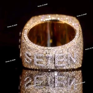 Anillo de Plata 925 con Diamante Moissanita y Detalle de Baguette, Anillo de Diseño para Hombre, Estilo Hip Hop de Lujo - Product Image 3