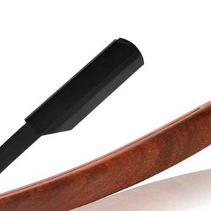 Navaja de afeitar recta de sándalo y acero inoxidable de marca privada Gold para barbería - Product Image 5