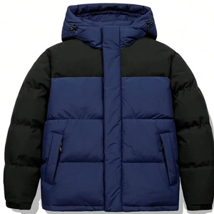 Custom Logo <b>Men's</b> <b>Winter</b> Outdoor Windproof Breathable <b>Waterproof</b> Canvas Stand Collar Quilted Puffer <b>Jacket</b> Solid - Product Image 2
