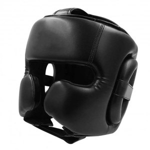 Protège-tête de boxe en cuir PU noir, équipement de protection pour adultes, unisexe, utilisation universelle - Product Image 1
