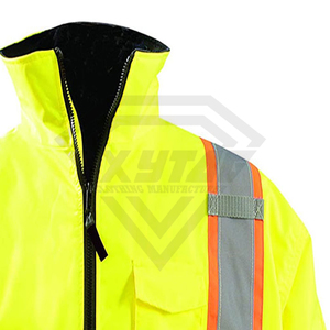 Custom High Visibility Safety Bomber <b>Jacket</b> <b>Waterproof</b> Reflective Winter Workwear Neon <b>Yellow</b> Black Security Guard Parka Coat - Product Image 6