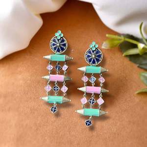 Pendientes Largos de Esmalte de Moda Meera Jaipur - Product Image 4