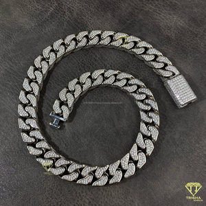 Cadena de Eslabones Cubanos Miami Gruesos de Plata de Ley 925 con Diamantes de Moissanita, Joyería Geométrica Hip Hop para Hombre - Product Image 6