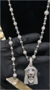 CONCEPTION Collar Unisex de Alta Calidad con Colgante de Jesús, Chapado en Oro de 18k, con Moissanita y Plata de Ley 925, Estilo Hip Hop Iced Bling, Tamaño Grande - Product Image 2