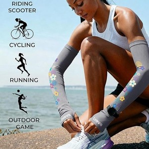 Manches de compression anti-UV grises pour femmes, en Spandex et Polyester, pour le cyclisme et les activités de plein air, effet rafraîchissant - Product Image 5