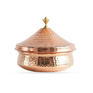 Classy Style Steel And Copper Handi With Lid And Brass Knob Elegant <b>Tableware</b> & Serveware for Home & Restaurant Use At Best Rate - Product Image 5