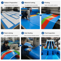 Structure gonflable multifonctionnelle en PVC pour usage domestique et extérieur, avec toboggan, piscine à balles et motif requin, installation facile, idéale pour garderies et zones résidentielles