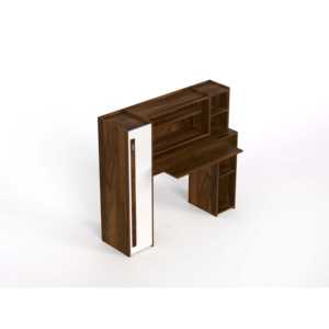 Mesa de estudio Walden de madera de arce marrón y blanca con estantería - Product Image 1