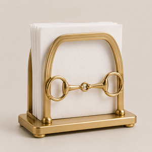 Support de serviettes en métal finition laiton, boîte à mouchoirs sur pied, organisateur de bureau pour cuisine et table à manger, élégant en forme d'arche - Product Image 4