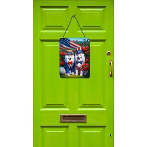 All American Samoyed Wall Door Hanging Prints Aluminum Metal Sign for Kitchen <b>Home</b> Decor Front Door <b>Plaque</b> 12x16 Multicolor - Product Image 2