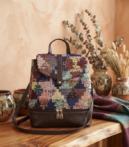 Mochila de Camping Bohemia con Diseño Geométrico Jacquard, Correa Desmontable, Cierre de Cremallera Antirrobo de PVC, Unisex, para Uso Diario, Estilo Softback - Product Image 3